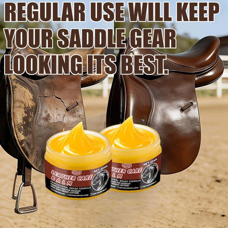 Tack Conditioning Balm with Sponge, QMBFT 2PCS Portable Care Set for Boots, Bags and Belts, Buffable Finish for Everyday Equipment Care