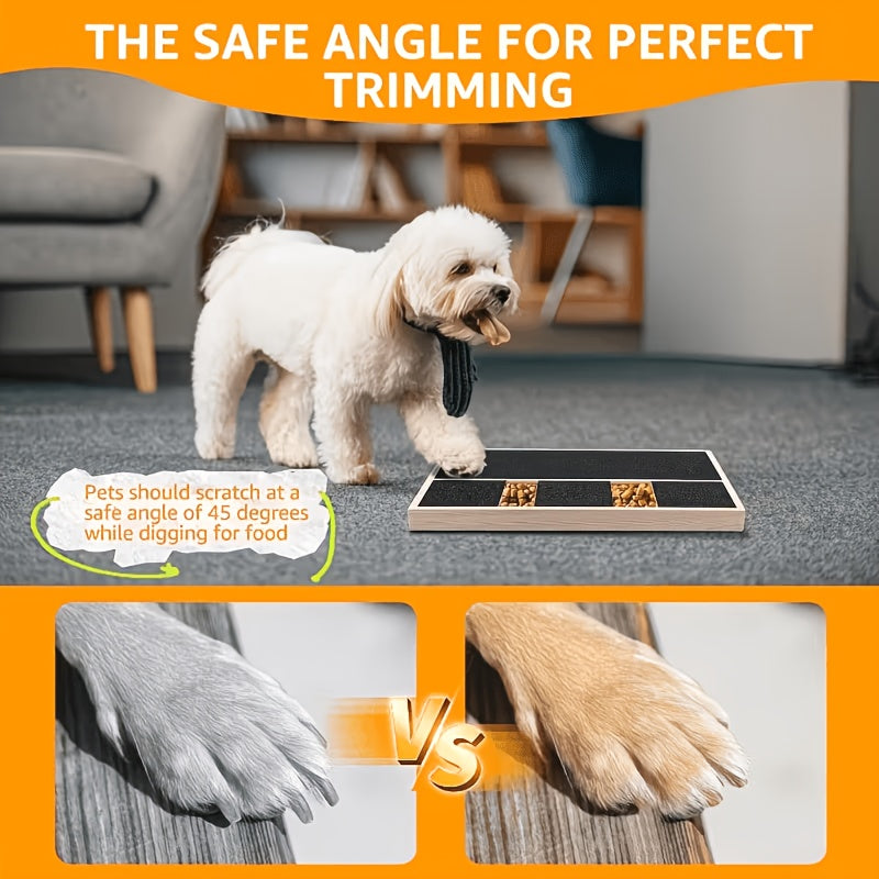 Dog Nail Scratch Board with Adjustable Bracket, Foldable Paw Filing Pad with 3 Angles from 45–65 Degrees and 2 Sandpaper Sheets for Home Grooming