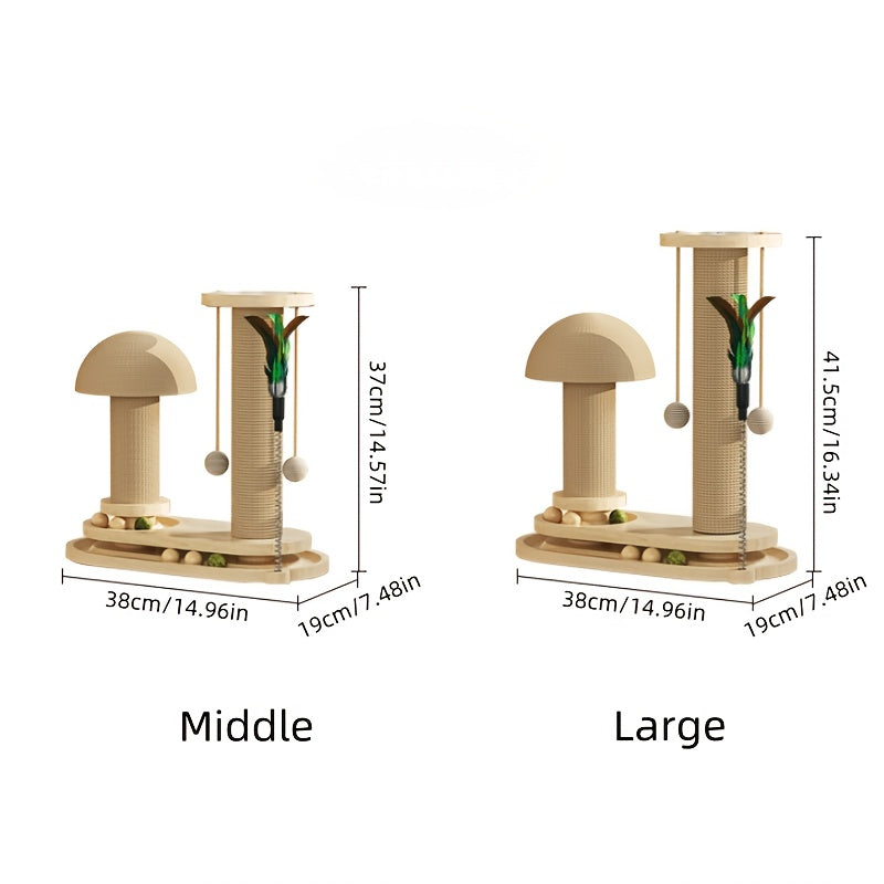 Vertical Sisal Cat Scratching Post with Solid Wood Climbing Frame, Space-Saving Indoor Cat Furniture for Scratching and Everyday Play
