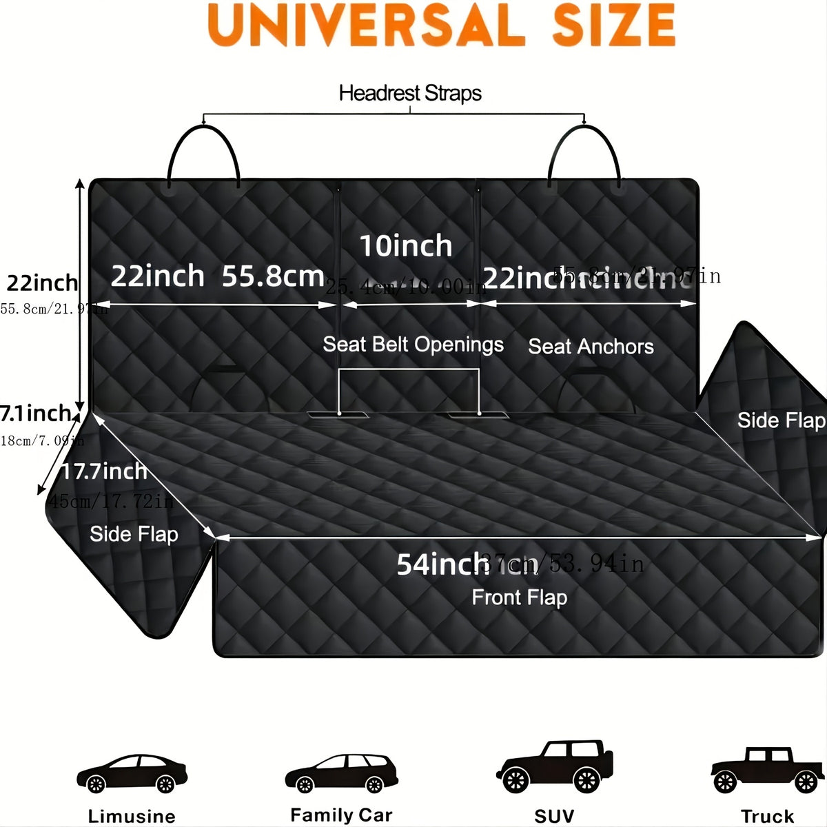Washable Dog Car Seat Cover for Back Seats, Anti-Slip Scratch-Resistant Pet Fur and Mud Protector with Armrest Compatibility