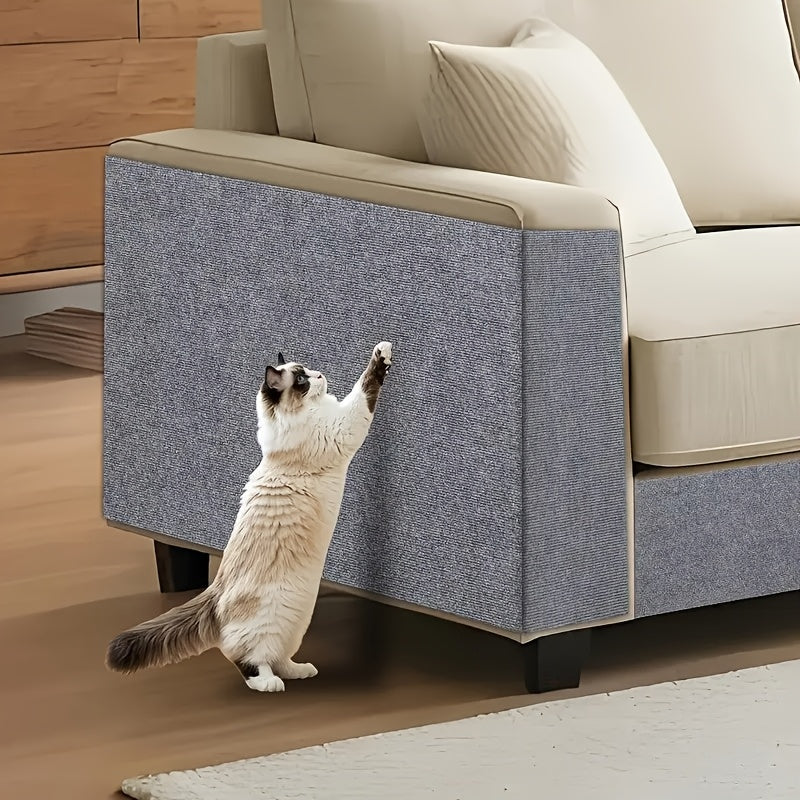 Polyester Cat Scratching Mat with Self-Adhesive Backing, Felt Scratcher Surface for Indoor Cat Activity Areas, Two Sizes and Five Neutral Color Choices