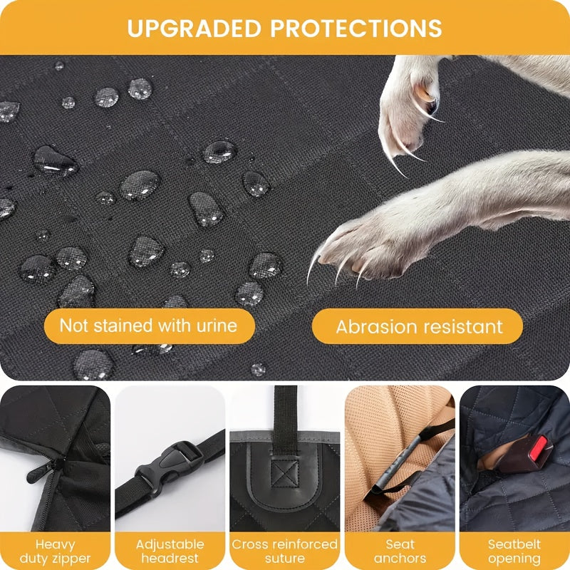 Dog Car Seat Protector with Hard Bottom, Scratch-Resistant Back Seat Extender in Black for Pet Travel in Cars, SUVs and Trucks