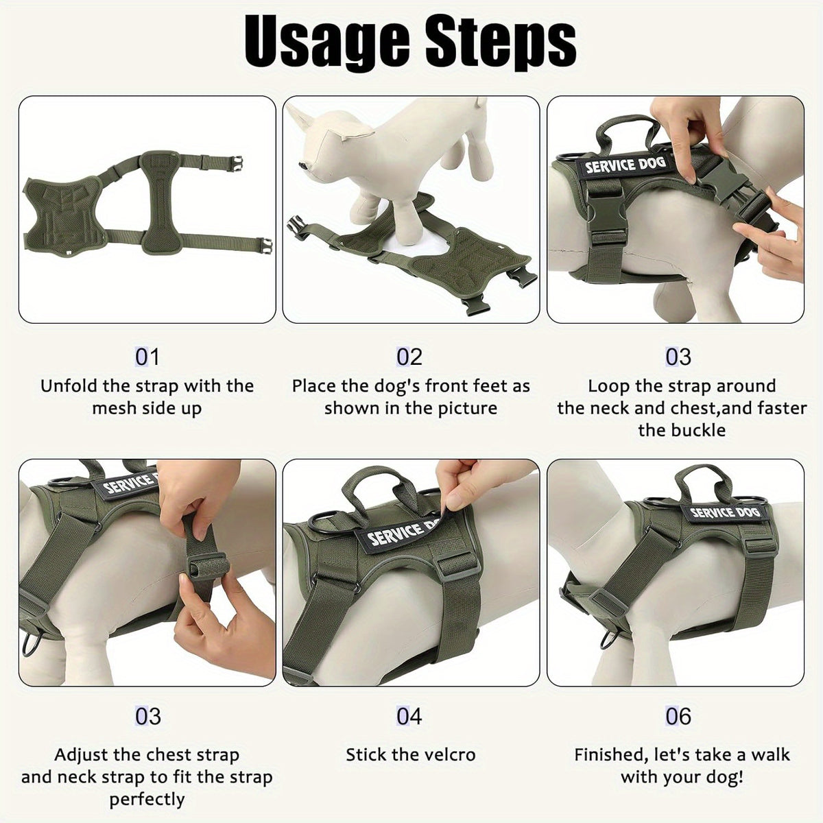 Dog Harness with 3 Patches, Reflective Adjustable Oxford Vest with Breathable Mesh Lining and Chest and Back Leash Loops for Walking, S to XL