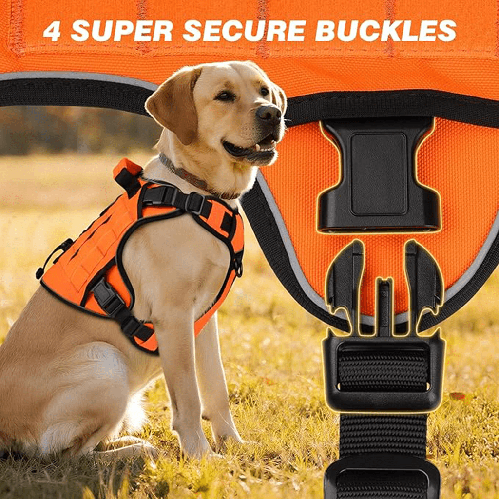 Tactical Dog Harness Vest with Adjustable Reflective Design, Machine Washable Outdoor Walking and Obedience Training Gear in S, M, L and XL