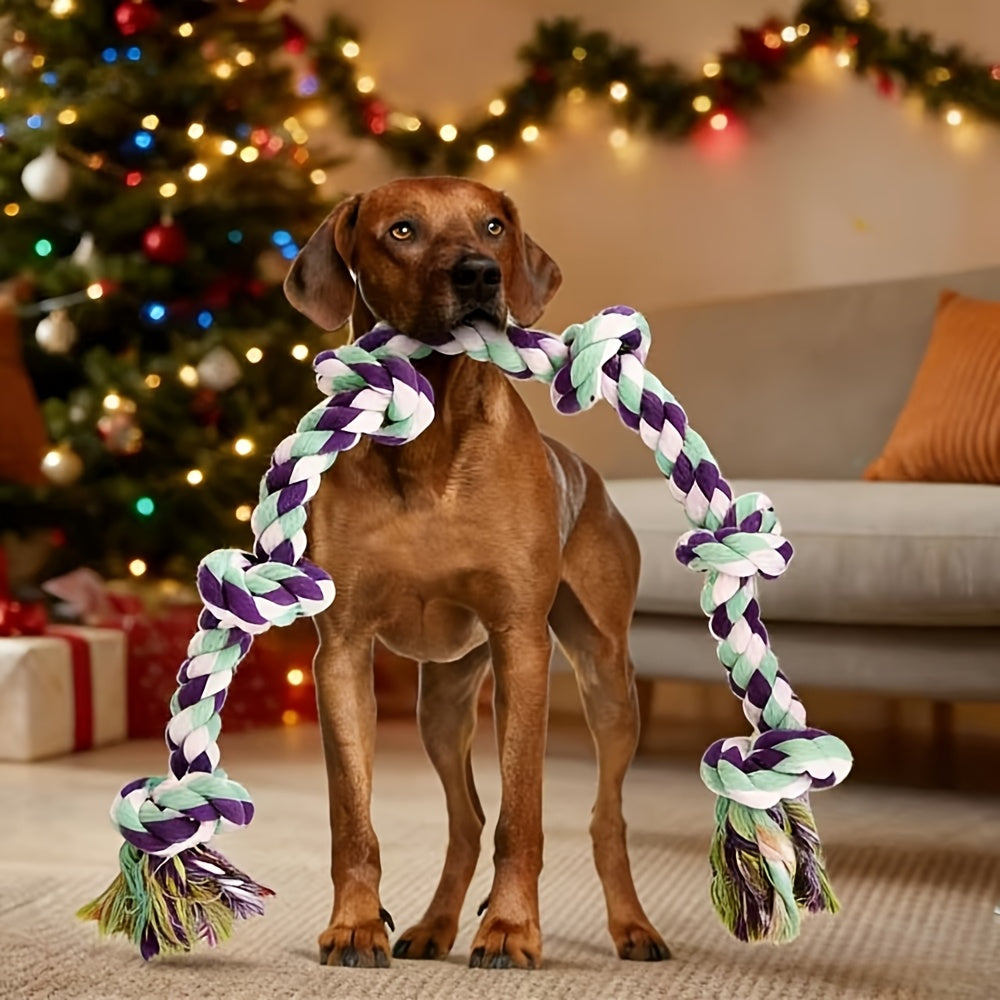 Dog Rope Toy with 6 Knots for Medium and Large Dogs, Colorful Twisted Rope Chew Toy for Supervised Tug of War, Fetch and Interactive Play