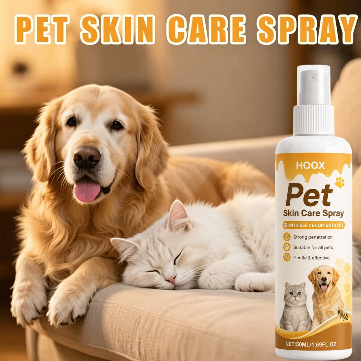 Skin and Coat Care Spray for Pets with Coconut, Tea Tree and Lavender Extracts, 1-Piece Grooming Product for Pet Care Routines