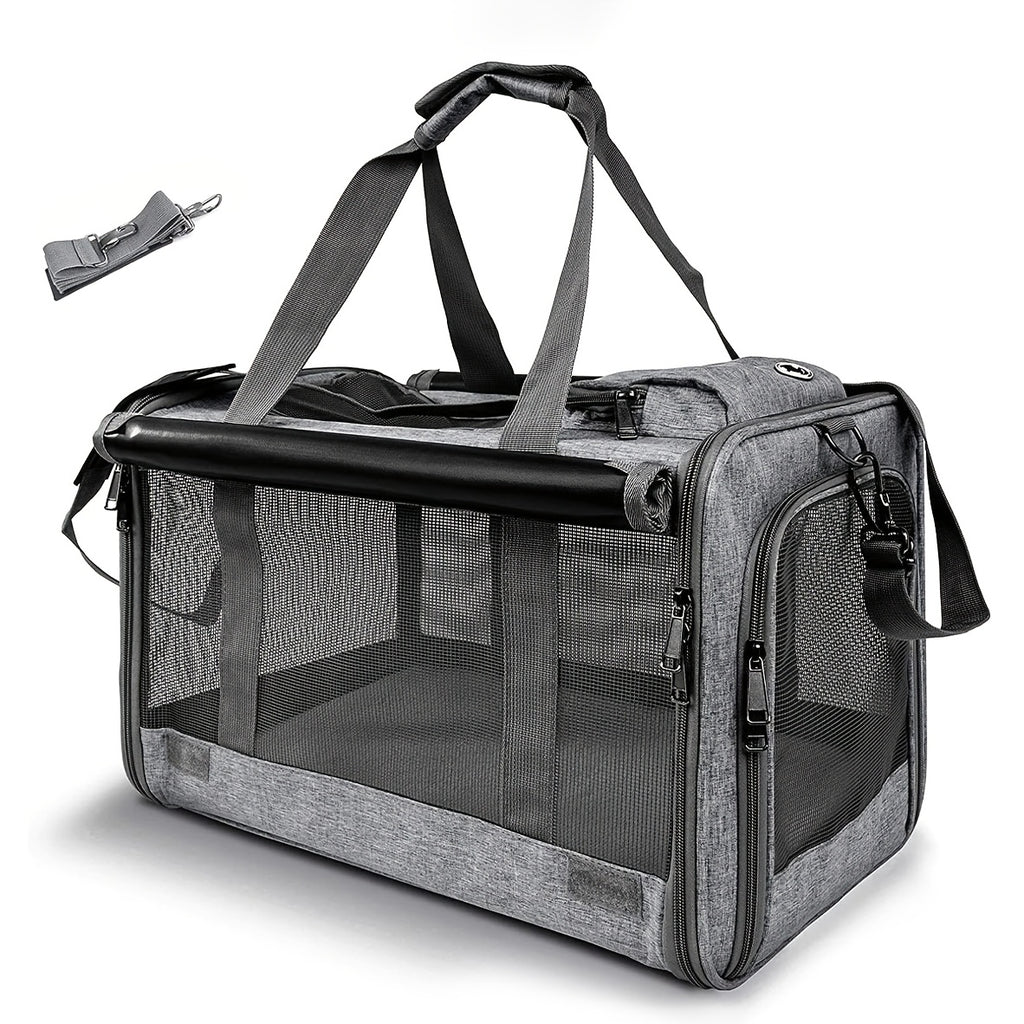 Cat Carrier Travel Set for Cats and Small Dogs, Soft-Sided Breathable Collapsible Pet Bag with Bowl, Collar or Pet Glove Bundle Options