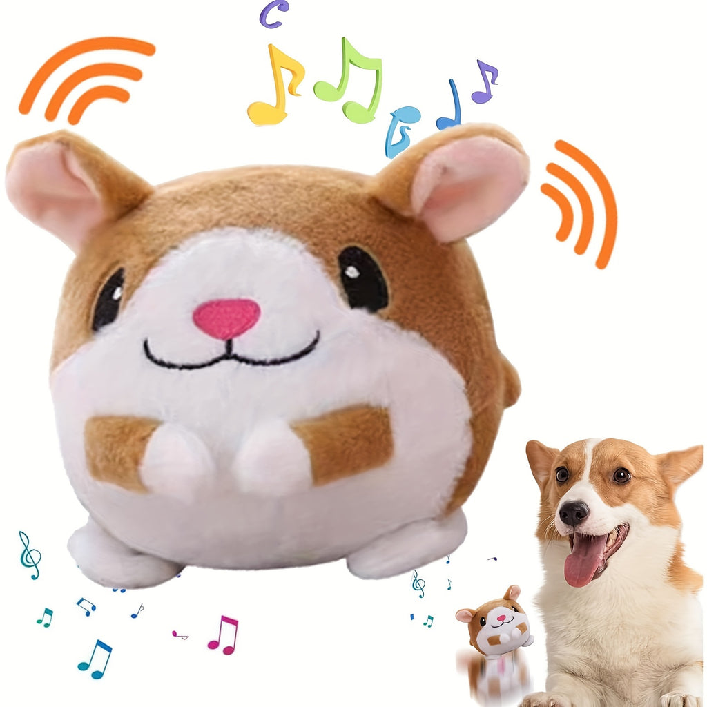 Bouncing Dog Toy with Recording and Music Modes, Rechargeable Jumping Pet Ball in Rabbit, Hamster, Puppy and Pig Styles for Supervised Play