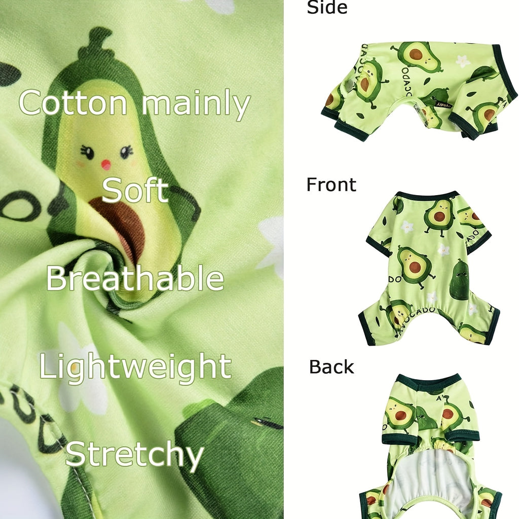 Dog Pajama Set of 2, Machine-Washable Knit Pullover Onesies with Four-Leg Design and Elastic Waist for Small Dog Lounging and Everyday Wear