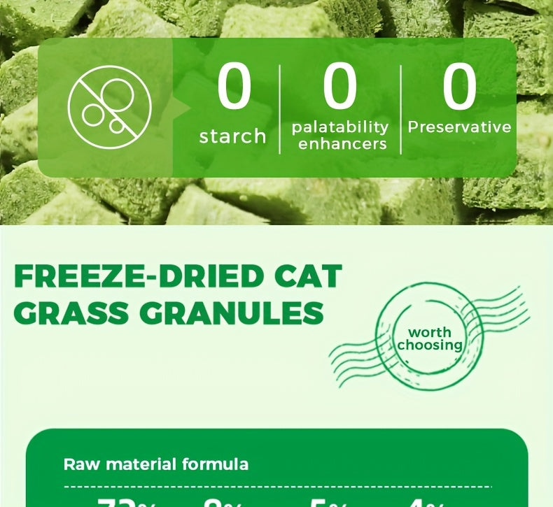 Cat Snack Pellets and Biscuits, 150g Cat Grass Pellets or Mixed Flavor Cat Biscuits and 155g Green Square Mint Granules for Supervised Treat Time