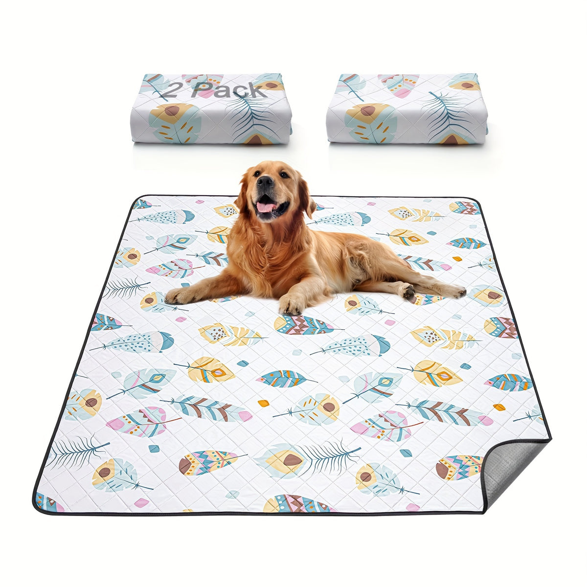 Washable Dog Pee Pads in White, 2-Pack Multiple Sizes or 18 x 24 Inch 6-Pack, Reusable Non-Slip Puppy Training and Whelping Mats for Crates and Playpens