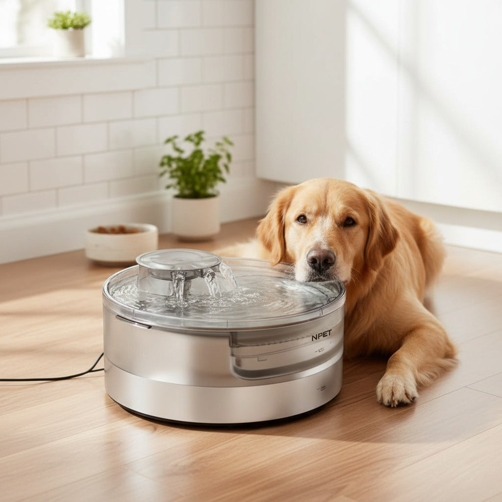 Dog Water Fountain with Splatter Guard, 5L or 8L Automatic Pet Drinking Dispenser for Multi-Pet Homes with Filter Bundle Options