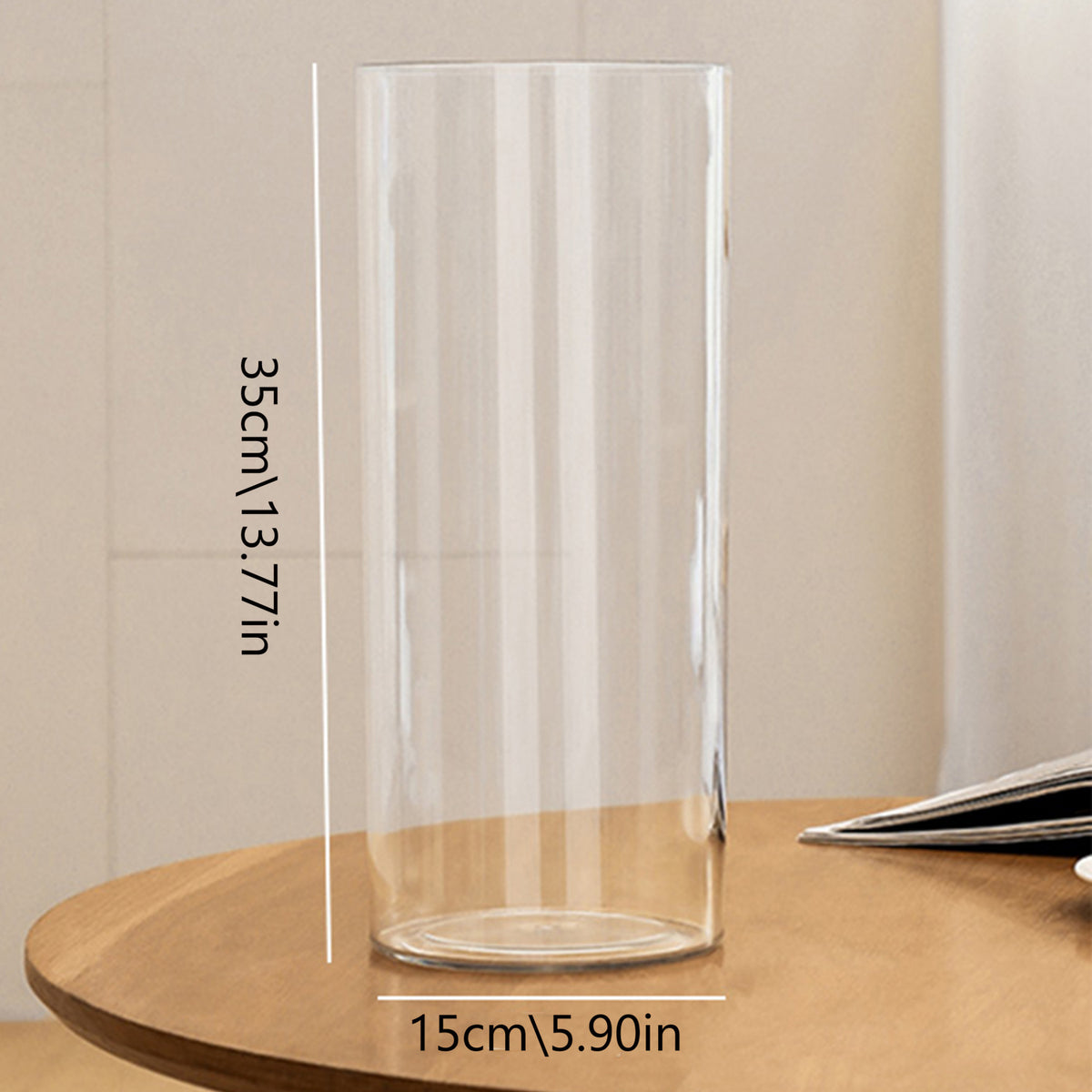Acrylic Fish Tank with Round Cylindrical Design, 13.78 x 5.90 Inch Ornamental Aquarium Container for Home Aquatic Displays and Fishkeeping Setups