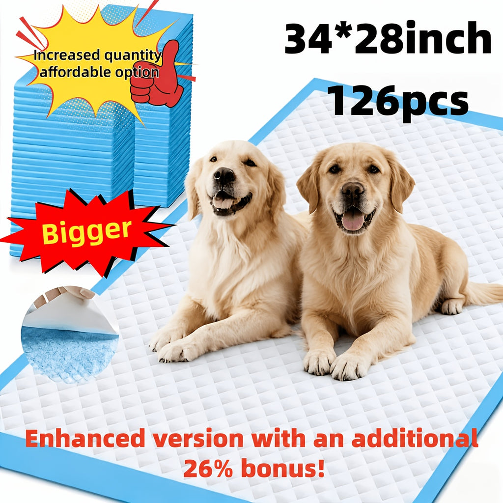 Thickened Dog Pee Pads for Indoor Potty Training, Absorbent Pet Urine Pads with Leak Protection, Large Dog 100 or 126 Count and Puppy 100 Count Options
