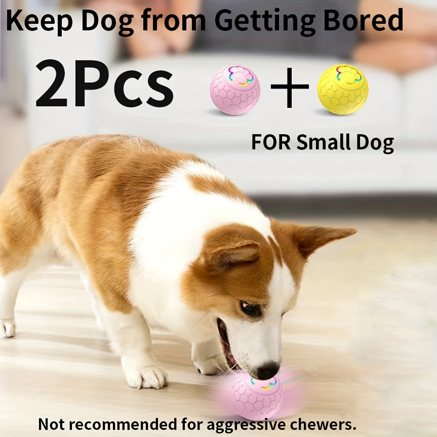 Interactive Pet Balls 2 Pack with Motion Sensor and Flashing Lights, USB Rechargeable Jumping and Rolling Toys for Small Dogs and Cats, Two Modes