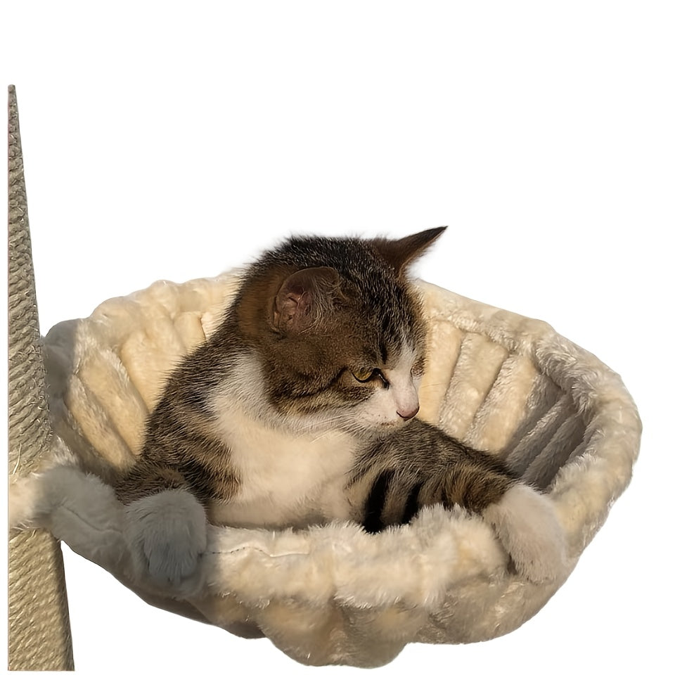 Cat Tree Replacement Hammock, Deep Plush Basket Bed for Compatible Cat Towers and Scratching Posts, Cozy Indoor Lounging Accessory in Three Colors
