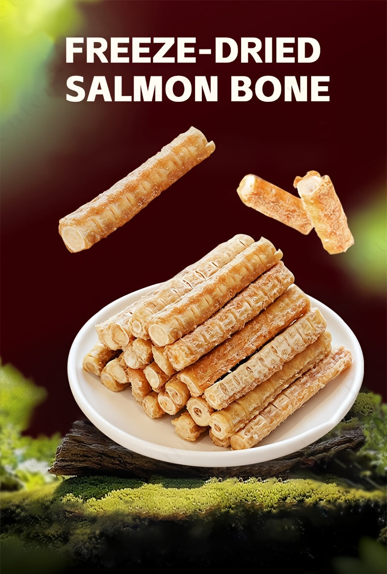 Salmon Bone Dog Treats, 80g Freeze-Dried Crunchy Fish Snacks for Small and Medium Dogs, Supervised Reward Treats for Everyday Treat Time