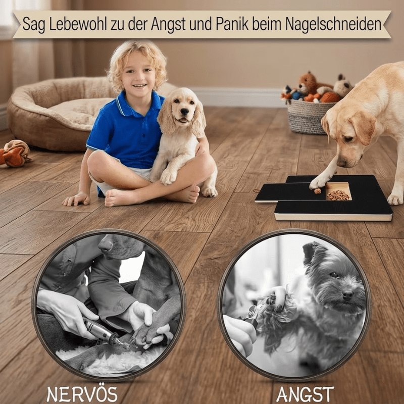 Wooden Dog Nail Scratch Board with Treat Drawer, Sandpaper Paw Filing Surface for Reward-Based Training and At-Home Grooming, 2-Piece Set