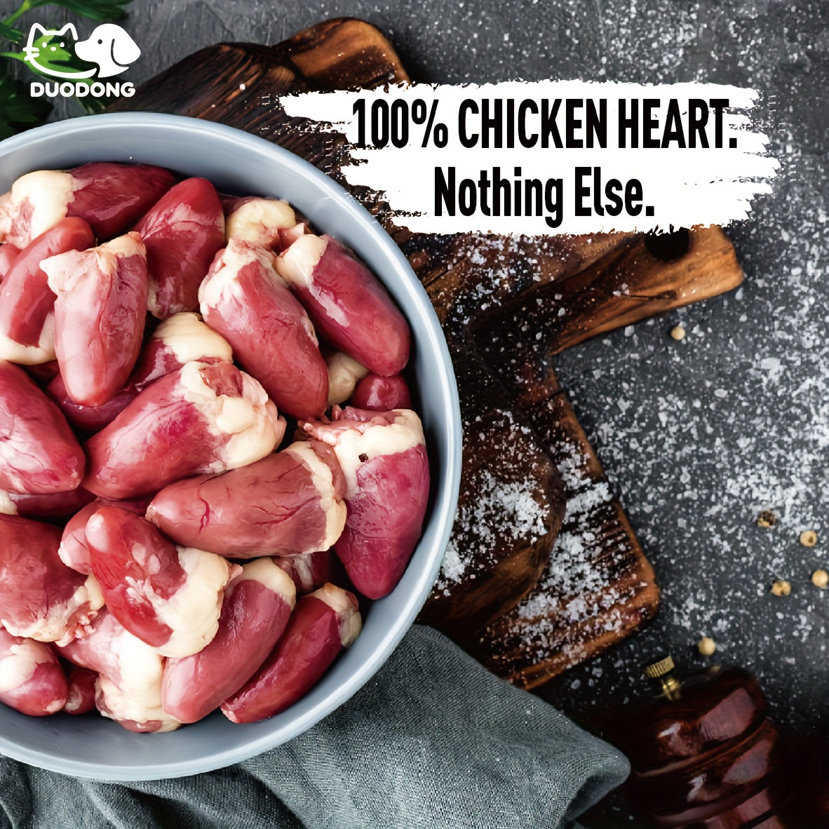 Freeze-Dried Chicken Hearts 300g for Cats and Dogs, Single-Ingredient Grain-Free Meat Treats for Training Rewards, Food Toppers and Snack Time