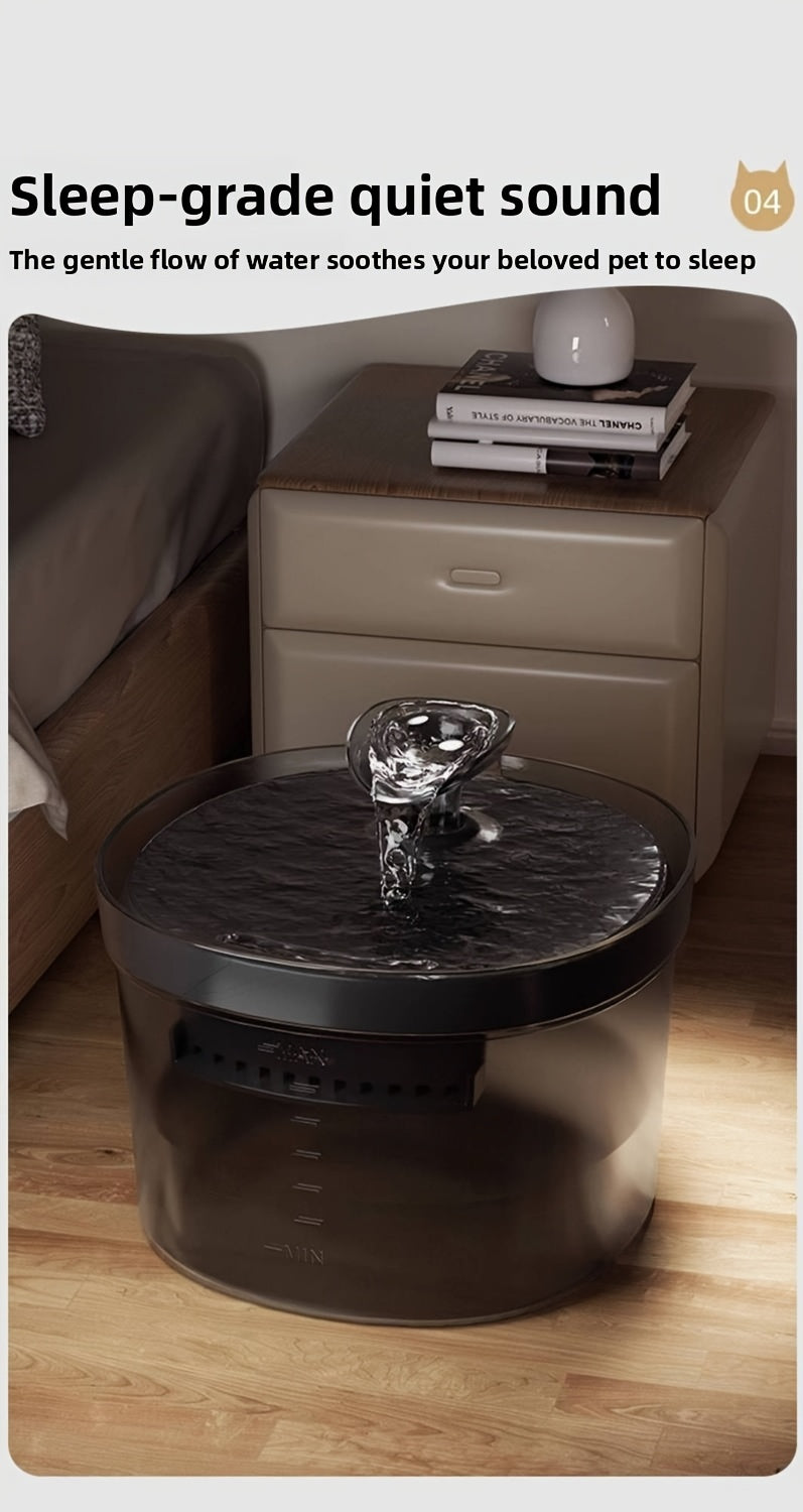 Water Drop Cat Water Fountain 1.5L, Compact Quiet Pet Drinking Dispenser with Visible Water Level and Filter Bundle Options for Small Rooms
