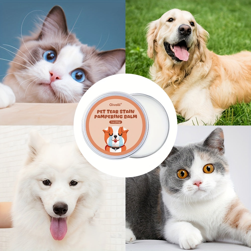 Tear Stain Remover Balm 30g for Dogs and Cats, External Eye-Area Fur Cleaning Balm for Tear Marks and Everyday At-Home Pet Grooming Routines