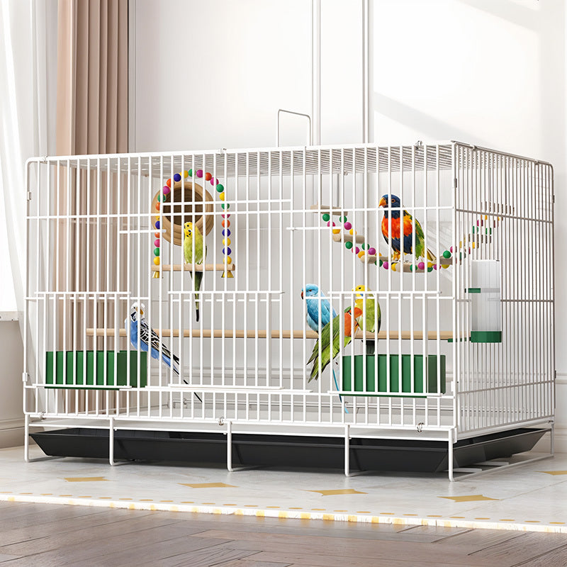 Folding Bird Cage for Indoor Use, Large Bird Housing with 5 Listed Additions, White, Black, Blue or Pink Options for Pet Bird Owners