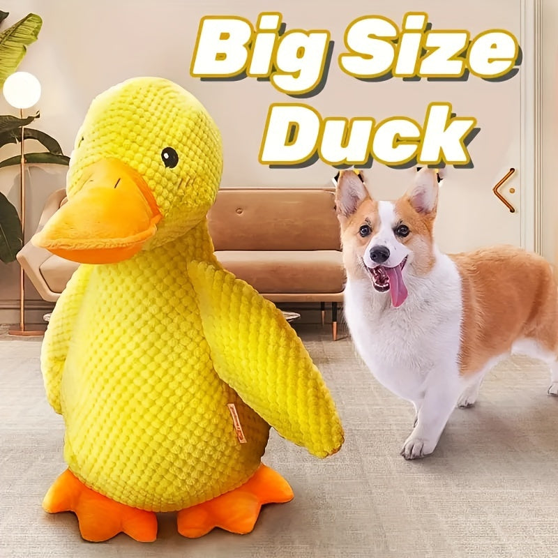 Plush Duck Dog Toy with Squeaker, Big Yellow Duck Soft Animal Toy for Supervised Interactive Games, Indoor Play and Dog Gift Baskets