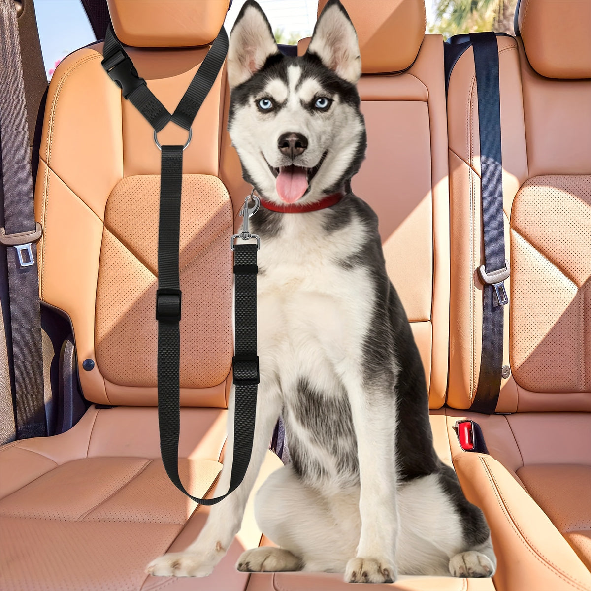 Adjustable Dog Car Seat Belt 2 Pack, 2-in-1 Nylon Pet Tether and Leash for Small Dogs, Vehicle Travel, Road Trips and Daily Outings