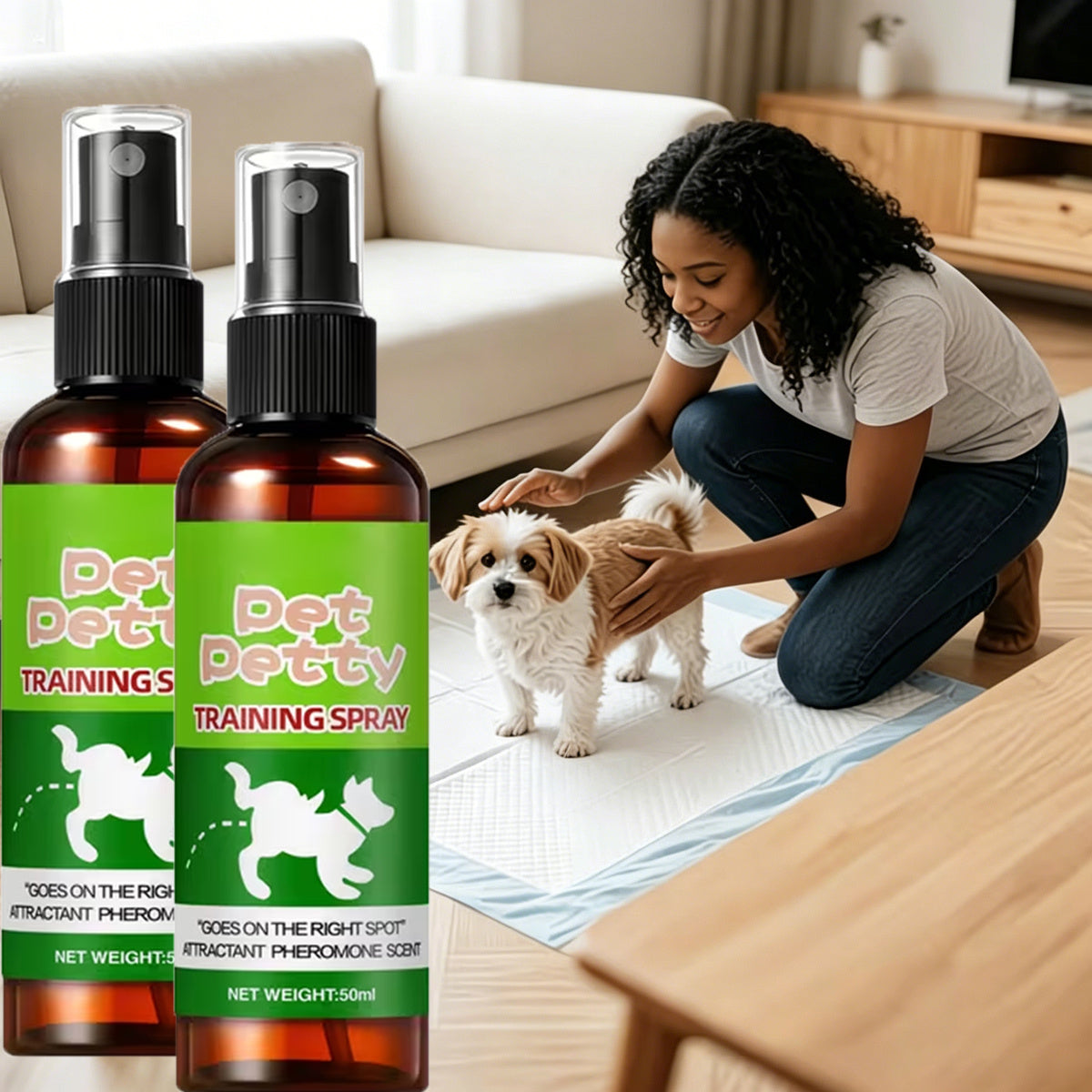 Pet Potty Training Spray for Indoor Puppy and Kitten House Training, Toilet Routine Support for New Pet Owners with 1 or 2 Piece Options