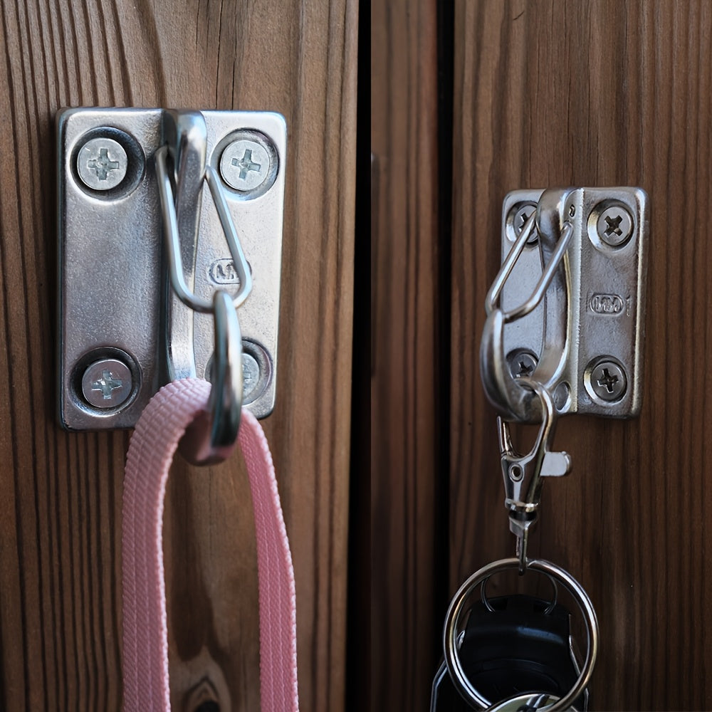 Wall-Mounted Dog Tie-Out Hooks 2 Pack, Heavy-Duty Metal Leash Attachment Hooks with Dual Switchable Design for Indoor Outdoor Use, Grey