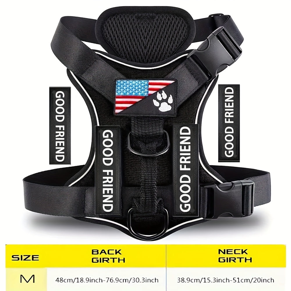 Service Dog Harness with 5 Removable Patches, Reflective Adjustable Soft Oxford Dog Vest with Inner Mesh Layer and ID System for Small Medium Large Dogs, Public Access and Mobility Aid Vest for Walking