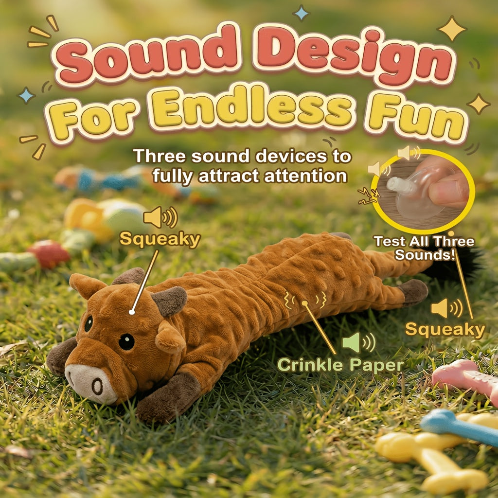 Cartoon Squeaky Dog Toys 5 Pack, Random Animal Plush Assortment in Medium or Large for Supervised Gentle Play and Toy Rotation, Basket Not Included
