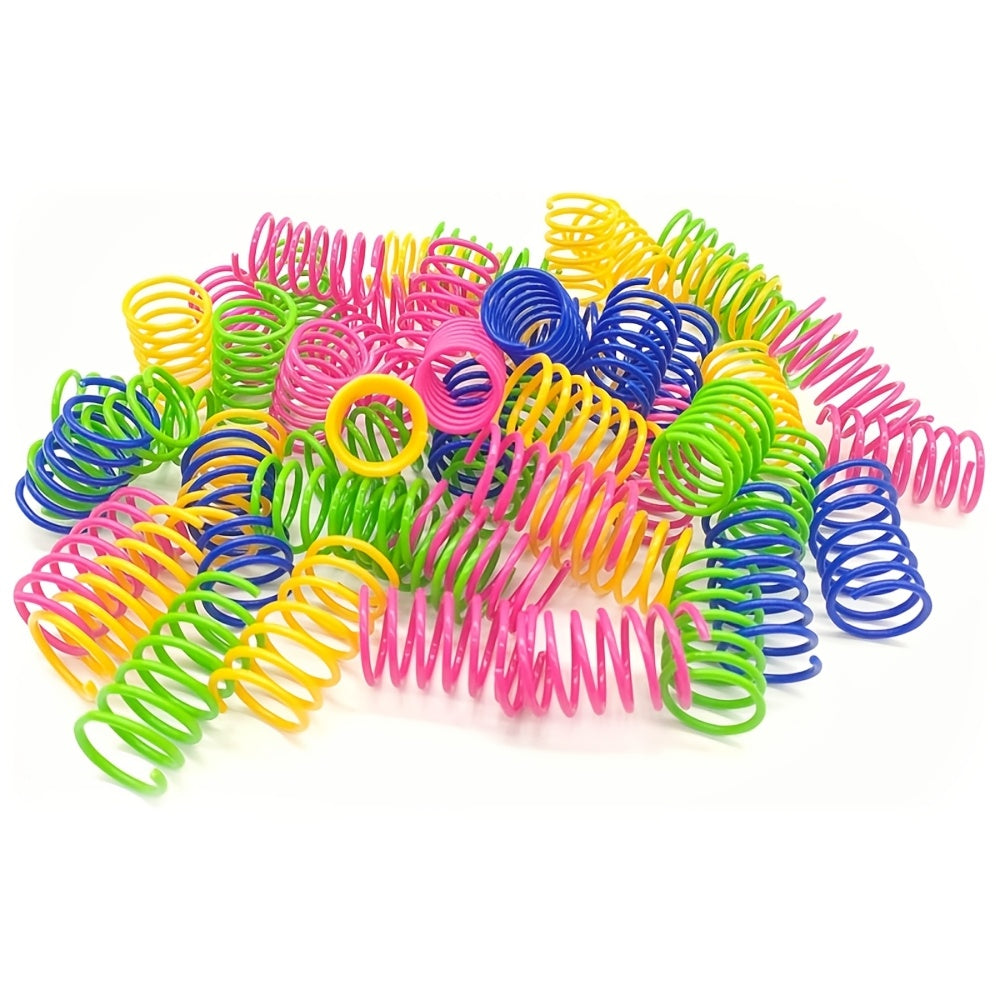 Cat Spring Toys 100 Pack for Indoor Cats and Kittens, Colorful Plastic Spiral Toys for Chasing, Batting and Supervised Interactive Play