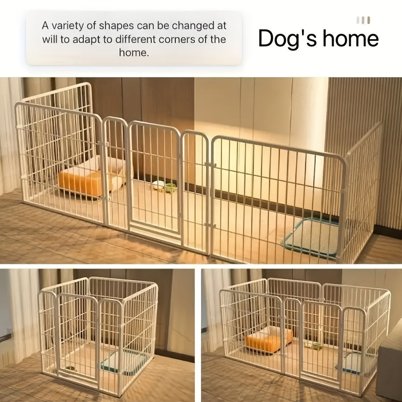Indoor Dog Enclosure with Flexible Layout for Rest, Play and Potty Areas, Stainless Steel Pet Pen in Black or White for Small and Medium Dogs