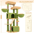 Large Cat Tree with Hammock, 69 Inch Indoor Cat Tower with Spacious Platform, 5 Scratching Posts and Sisal Scratching Board for Adult Cats