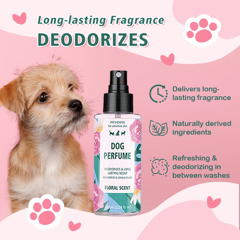 Rose Scent Dog Perfume with Black Pump Dispenser, Floral Pet Fragrance for Grooming Routines, Everyday Freshening and Special Occasions