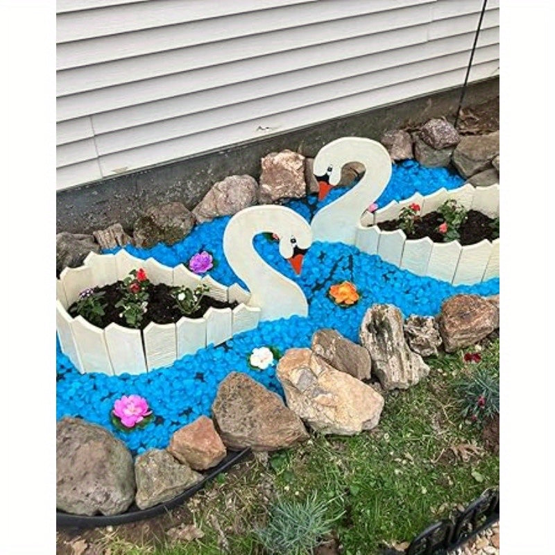 Glow in the Dark Pebbles, 1500 Blue Luminescent Decorative Stones Charged by Sunlight or Lamp Light for Garden Paths and Indoor Displays