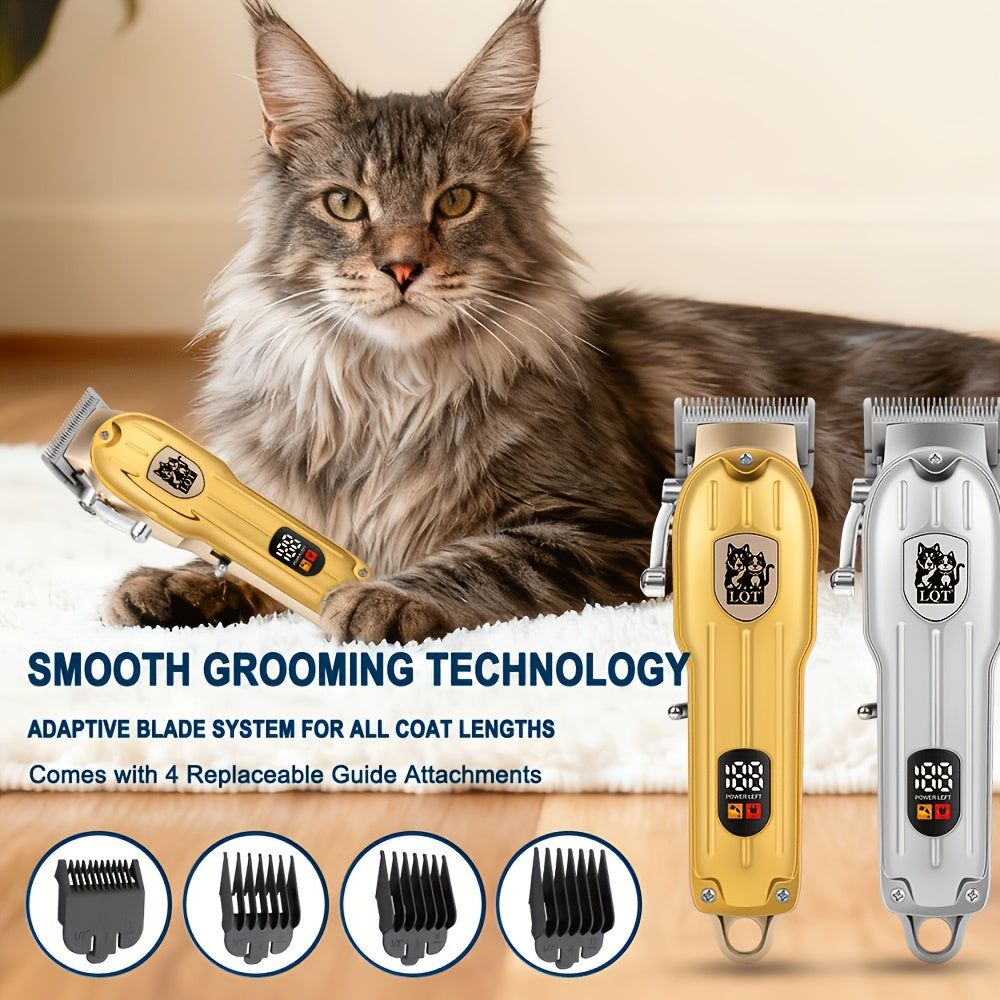 Dog Hair Clippers with Detachable Comb, Rechargeable Cordless Low-Noise Pet Shaver for Dog and Cat Grooming at Home, Five Style Options