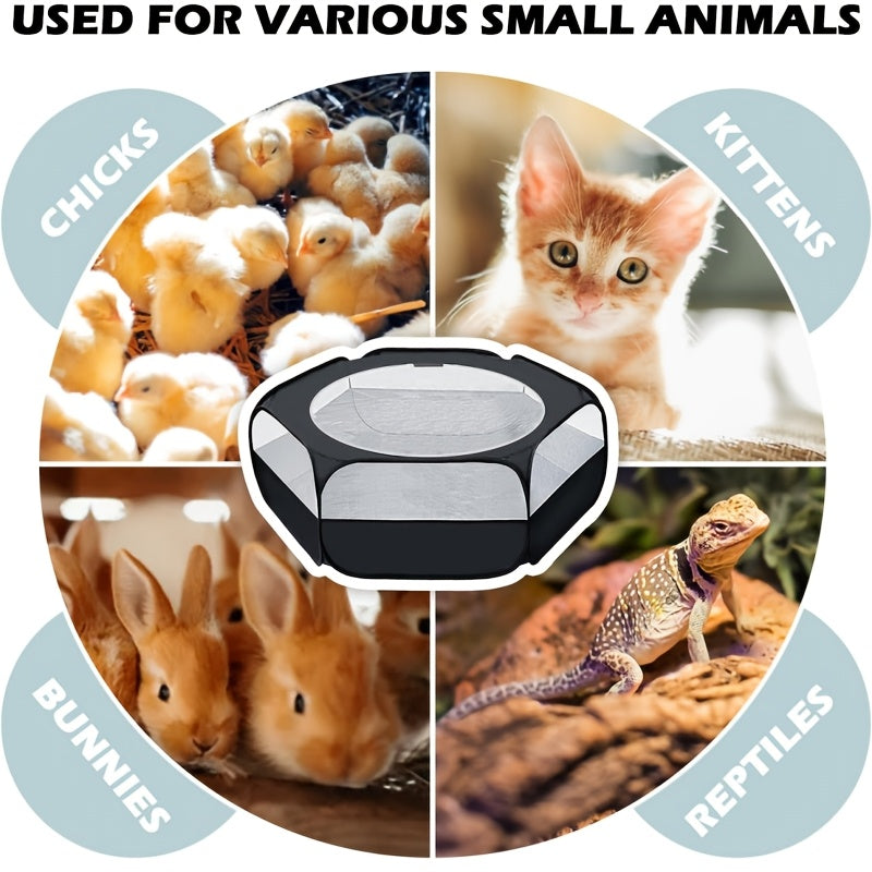 Small Animal Playpen with Mesh Top Cover, Black Foldable Portable Pet Enclosure for Supervised Rabbit and Guinea Pig Indoor or Outdoor Play