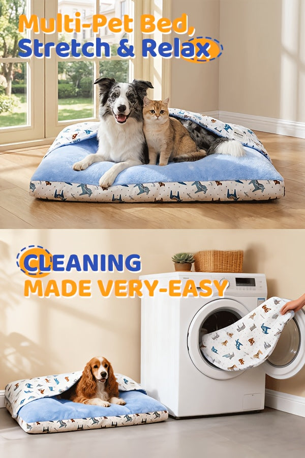 Hooded Dog Bed with Removable Washable Cover, Plush Sleeping Bag Pet Sofa for Dogs and Cats, Cozy Thickened Cushion in S to XL Sizes