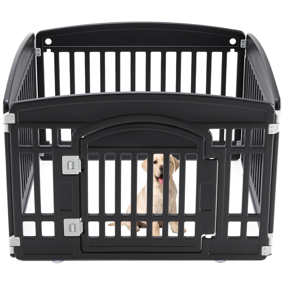 Plastic Dog Playpen with Locking Door, Expandable Puppy Exercise Pen for Small and Medium Dogs, Indoor Outdoor Use with 4, 6 or 8 Panel Options