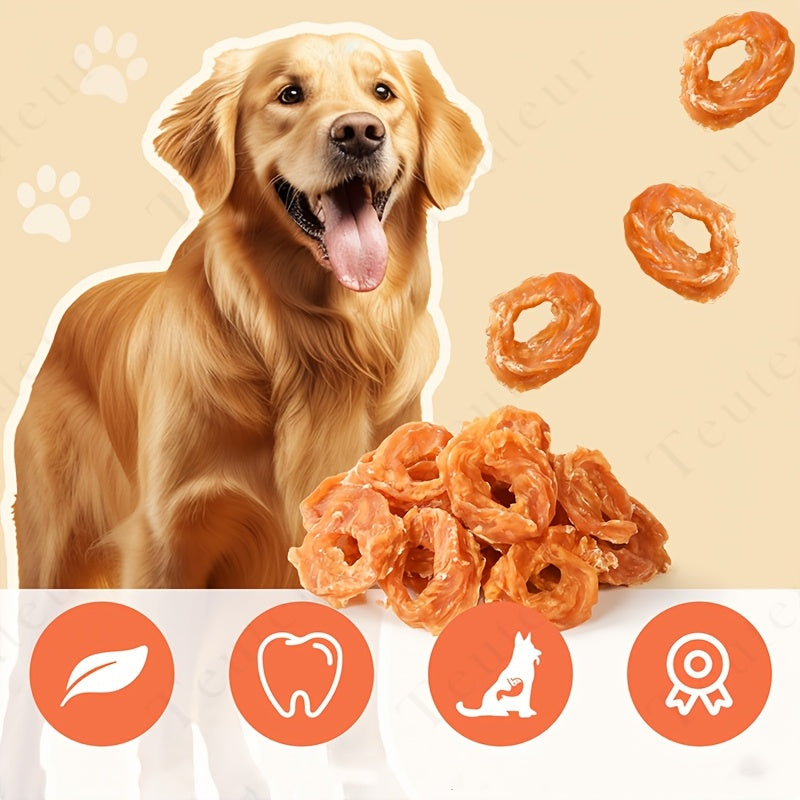 Chicken Jerky Rings for Dogs, 120g Rawhide-Free Grain-Free Chicken Breast Dog Treats for Supervised Training Rewards and Everyday Chewy Snacks