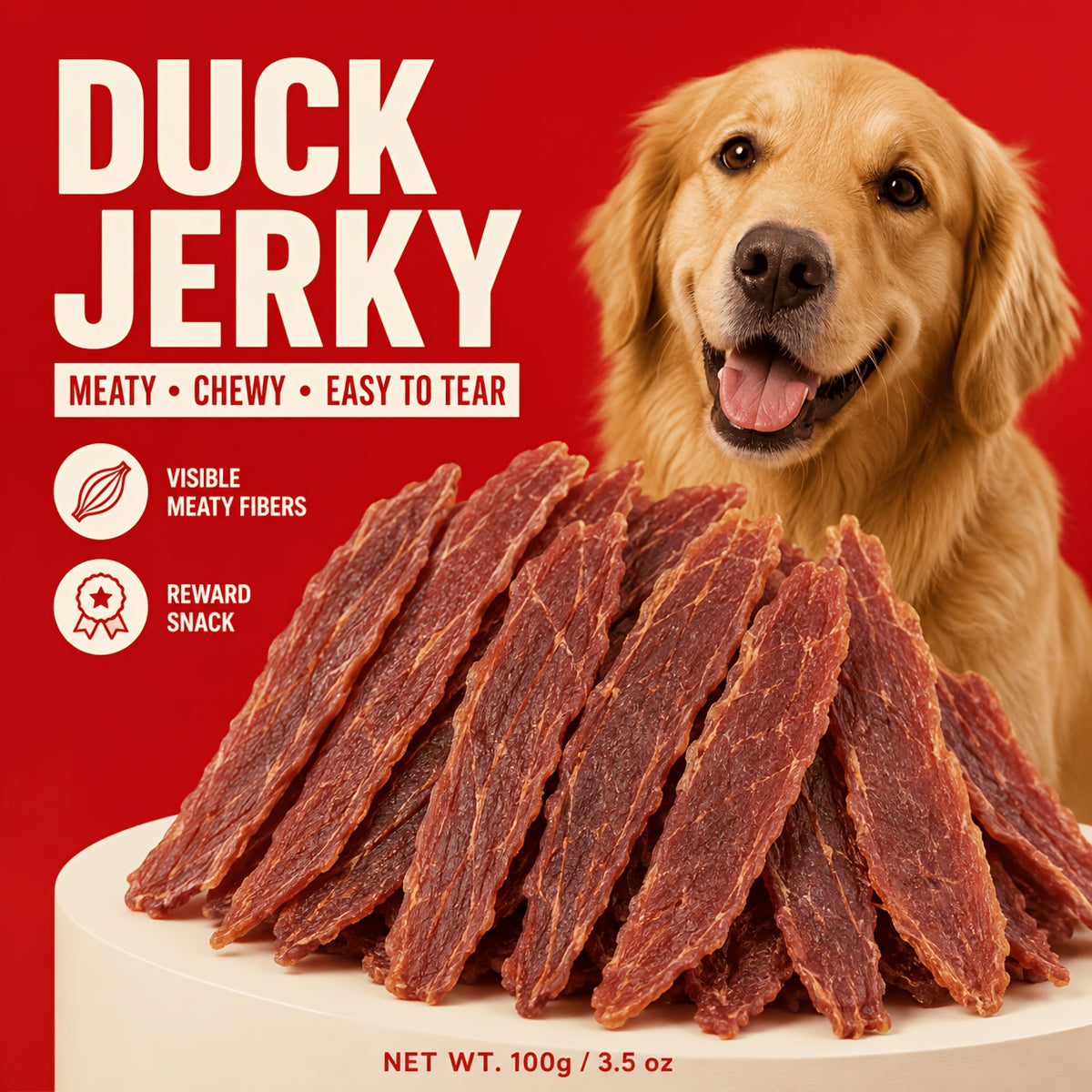 Duck Jerky Training Rewards for Dogs, Easy-to-Tear Chewy Duck Strips for Small, Medium and Large Dogs, Daily Snacks in Multiple Pack Options