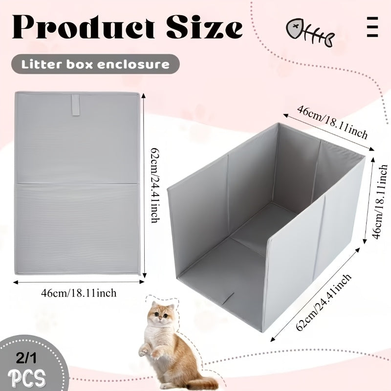 Cat Litter Box Privacy Screen with Surrounding Panels, Litter Tray Fence Enclosure for Indoor Cat Corners, Apartments and Multi-Cat Homes