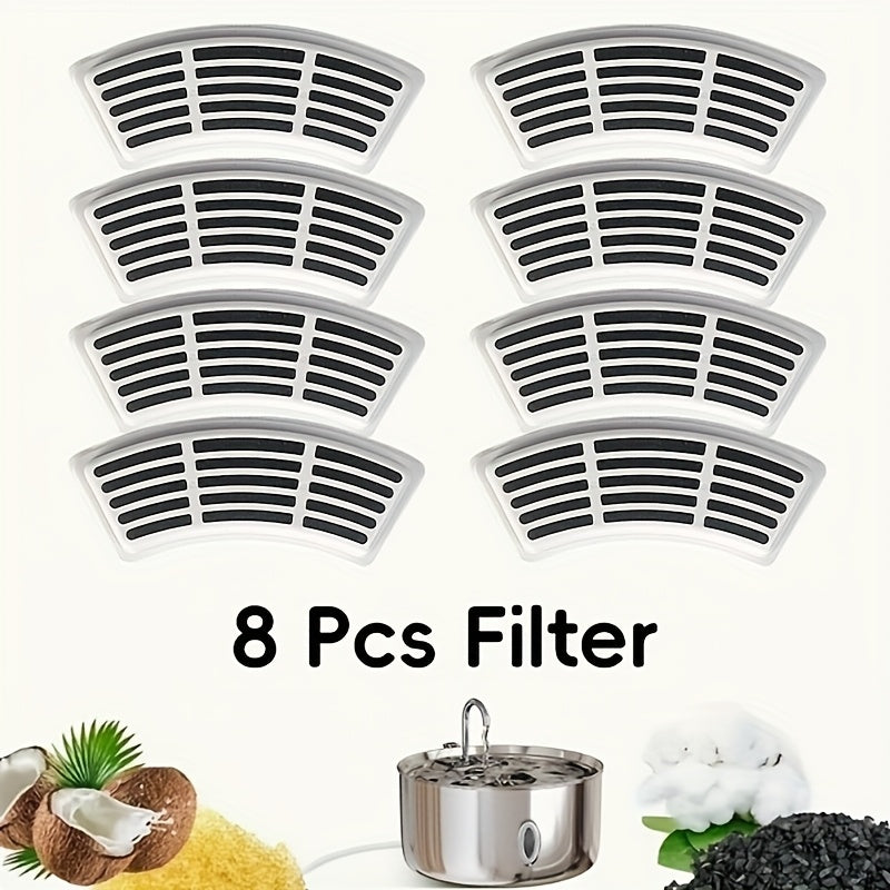 Pet Fountain Replacement Filters for JPET FT007, 4 or 8 Piece Refill Packs for Compatible Automatic Dog Water Fountains and Routine Drinking Station Maintenance
