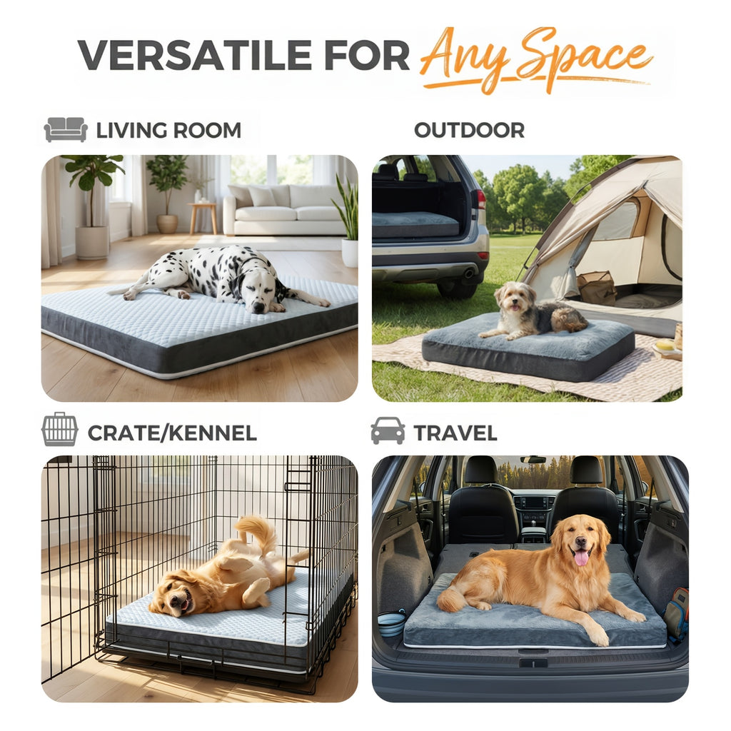 Double-Sided Orthopedic Dog Bed with Egg Crate Foam, Removable Washable Cover and Anti-Slip Base, Gray Crate Mat, 22.05 x 35.04 Inches