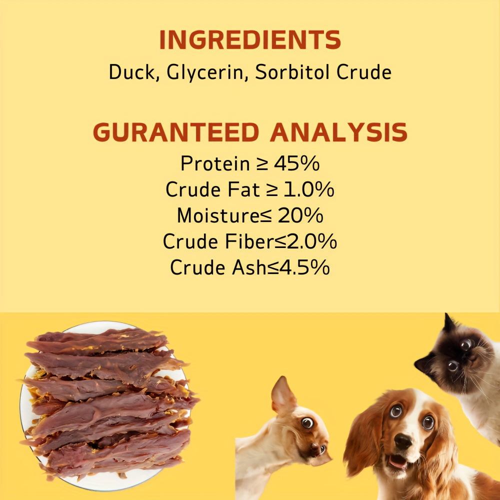 Duck Jerky Dog Treats 3-Pack, Three 200g Bags of Chewy Duck Meat Strips for Training Rewards and Daily Snacks for Small, Medium and Large Dogs
