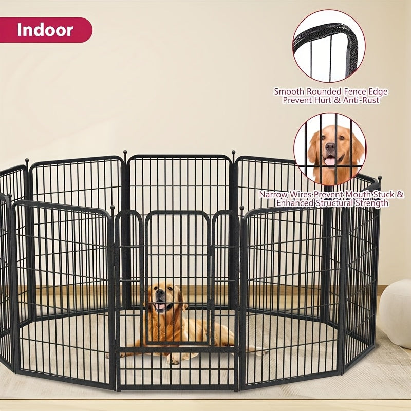 Dog Playpen 32 Inch with Door, Heavy Duty Metal Pet Fence in 8, 10 or 12 Panels for Small and Medium Dogs, Indoor Outdoor Yard and RV Camping