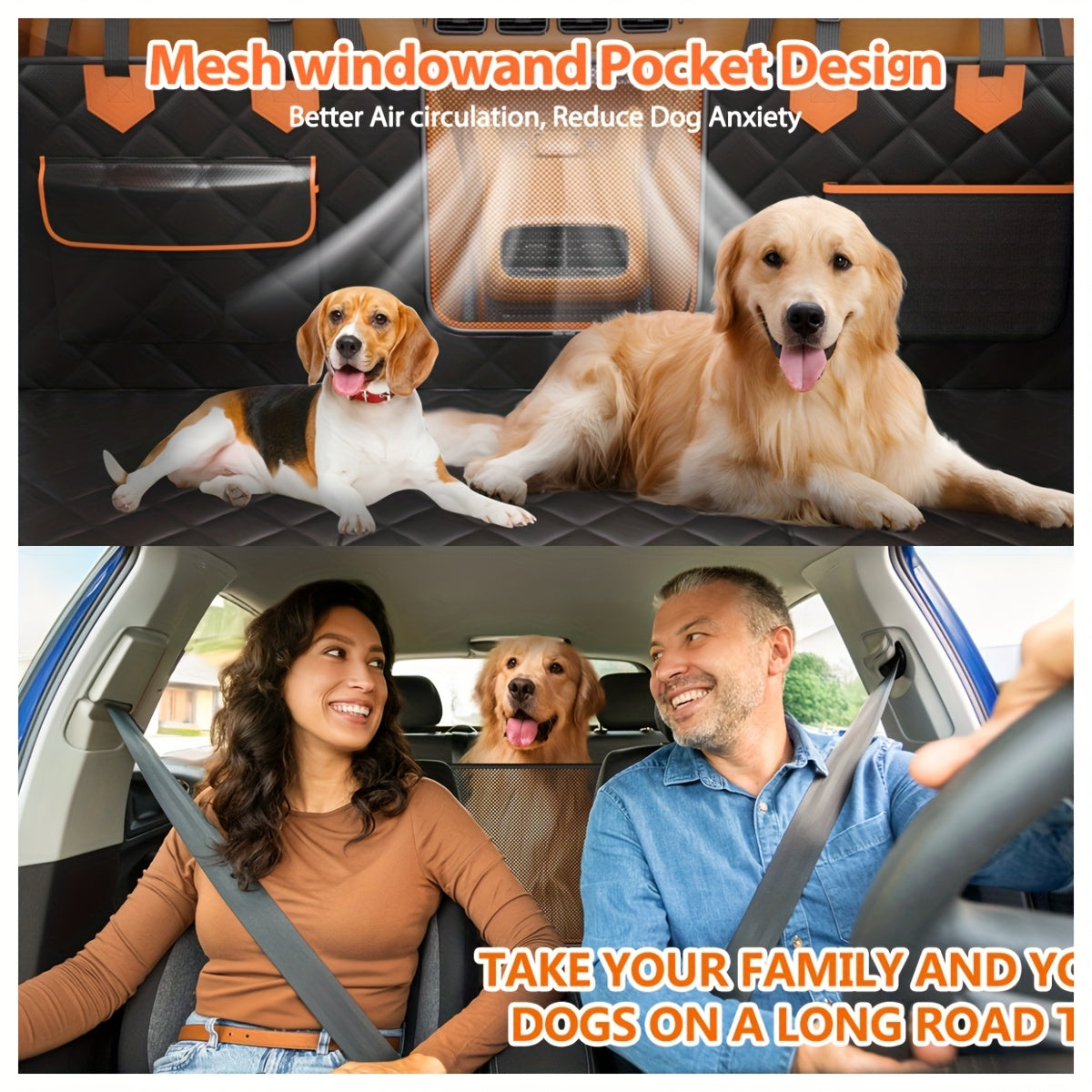 Dog Back Seat Extender Travel Bed, Rear Seat Cover and Pet Hammock for Compatible Cars, SUVs and Trucks, Black or 2026 Upgraded Version