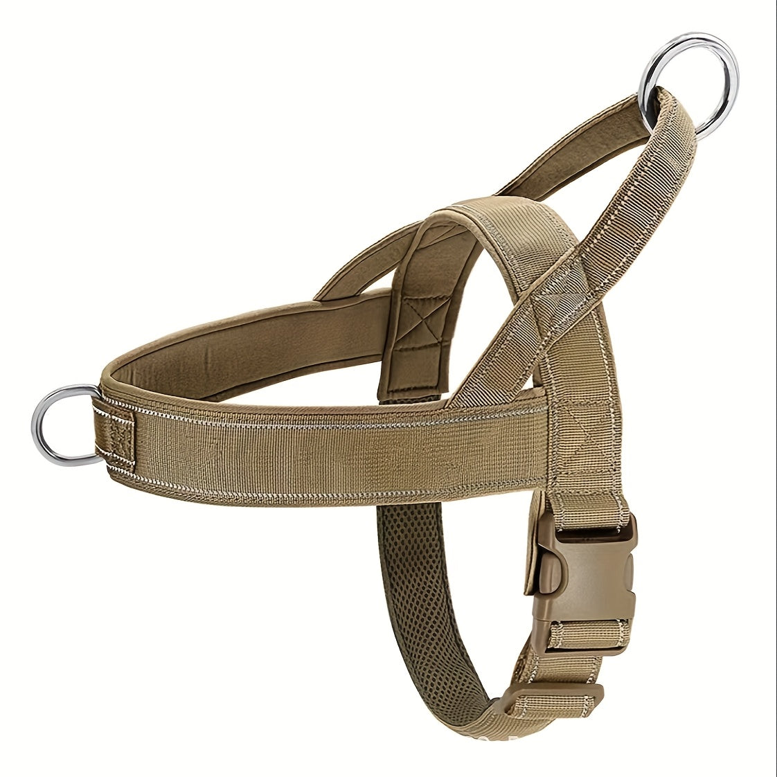 Front Clip Dog Harness with Top Handle, Adjustable Reflective Chest Strap Design for Daily Walks and Training, Black Khaki or Pink in S M XL